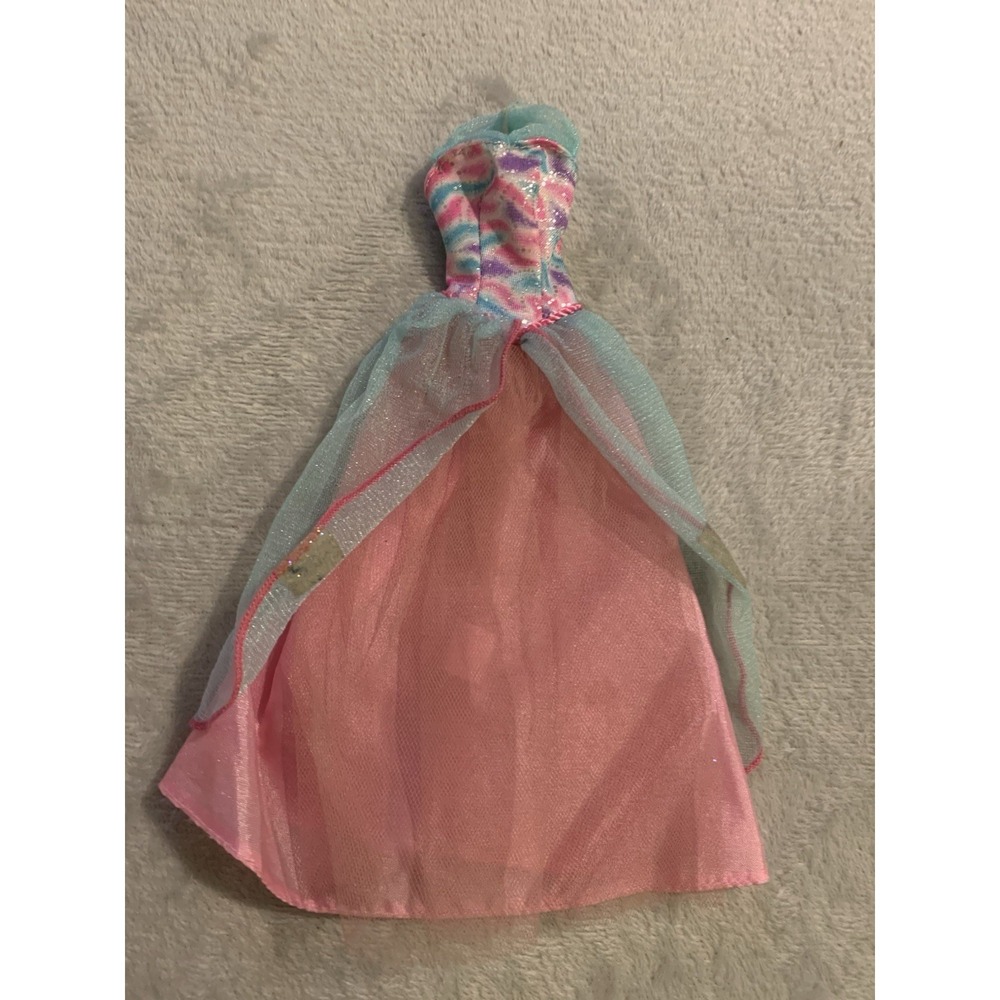 2001 MAGIC JEWEL BARBIE Doll Gown Dress Cotton Candy Colors Vintage Blue Pink